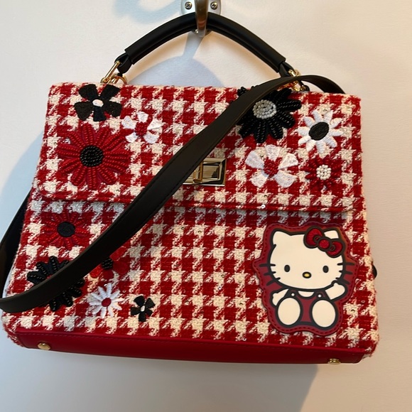 Hello Kitty Boxlunch exclusive houndstooth crossbody with matching wallet - Picture 2 of 11
